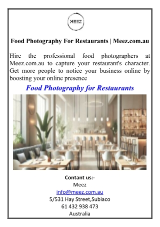 Food Photography For Restaurants  Meez.com.au