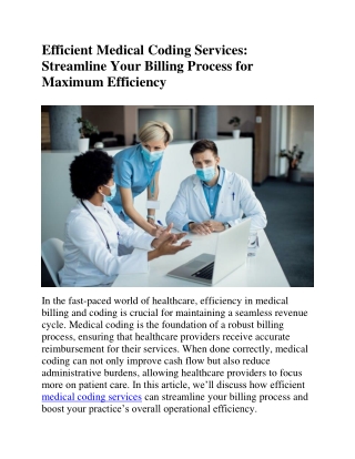 efficient medical coding services streamline your