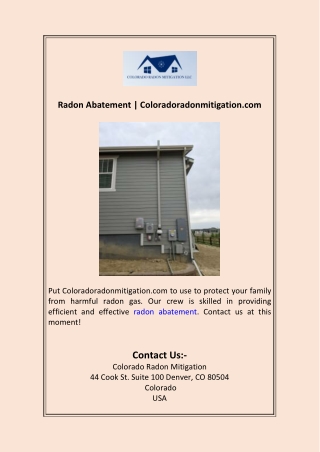 Radon Abatement  Coloradoradonmitigation.com