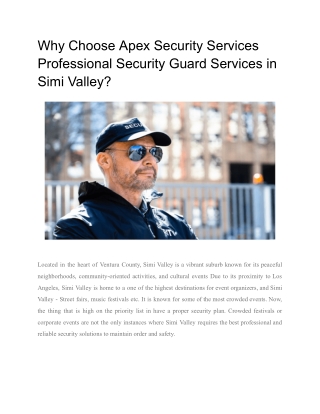 Why Choose Apex Security Services Professional Security Guard Services in Simi Valley