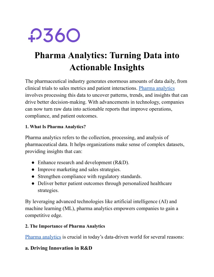 pharma analytics turning data into actionable