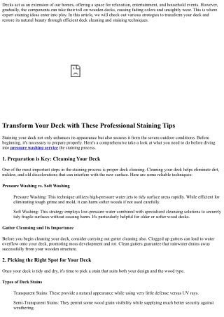 Transform Your Deck with These Specialist Staining Tips