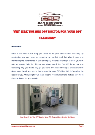 Why Hire the Bes DPF Doctor for Your DPF Cleaning