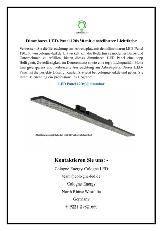 Dimmbares LED-Panel 120x30 mit einstellbarer Lichtfarbe023