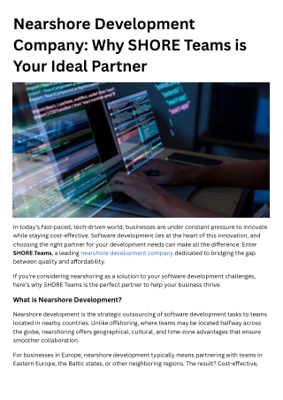 Nearshore Development Company Why SHORE Teams is Your Ideal Partner