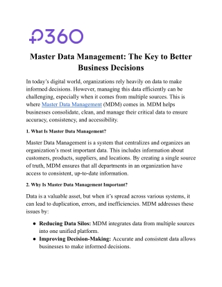 master data management the key to better business