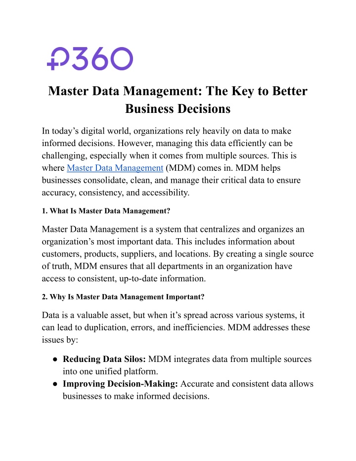 master data management the key to better business