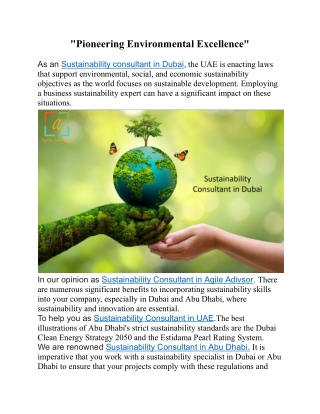 pioneering environmental excellence