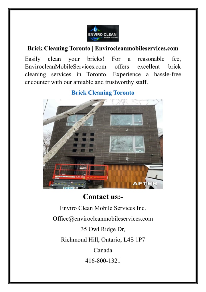 brick cleaning toronto envirocleanmobileservices