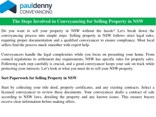 The Steps Involved in Conveyancing for Selling Property in NSW