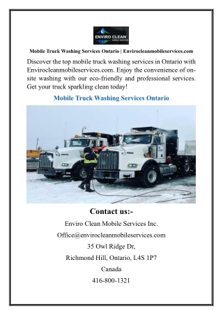 Mobile Truck Washing Services Ontario Envirocleanmobileservices