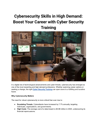 Cybersecurity Skills in High Demand_ Boost Your Career with Cyber Security Training