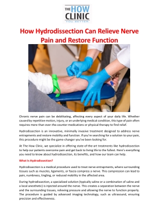 how hydrodissection can relieve nerve pain