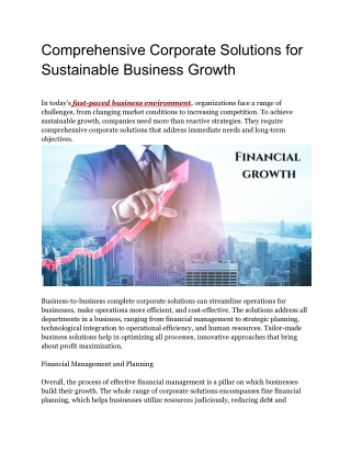 comprehensive corporate solutions for sustainable
