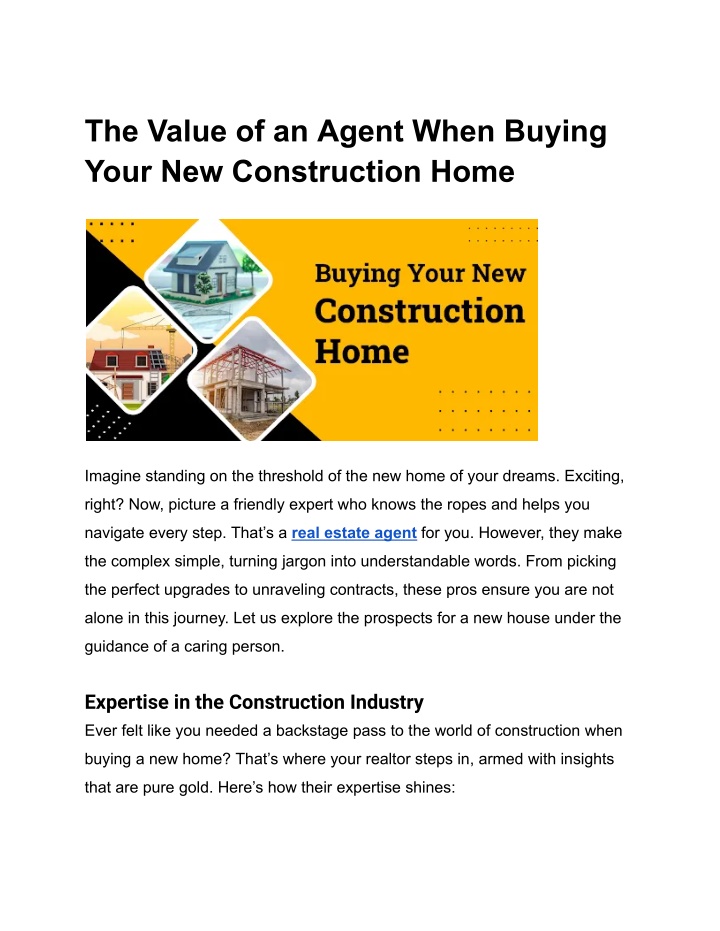 the value of an agent when buying your