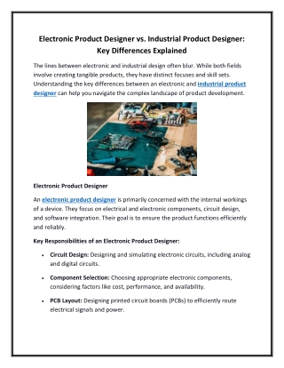 Electronic Product Designer vs. Industrial Product Designer Key Differences Explained