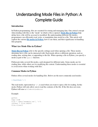Understanding Mode Files in Python: A Complete Guide
