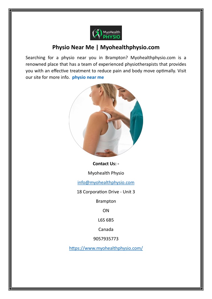 physio near me myohealthphysio com