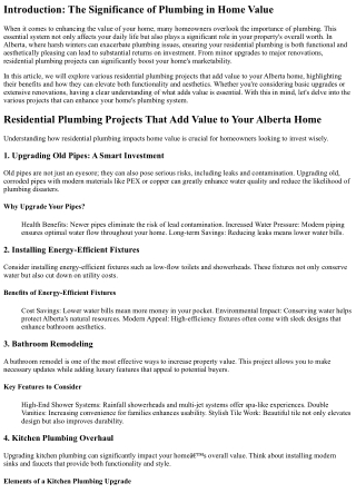 introduction the significance of plumbing in home