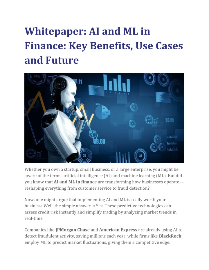 whitepaper ai and ml in finance key benefits