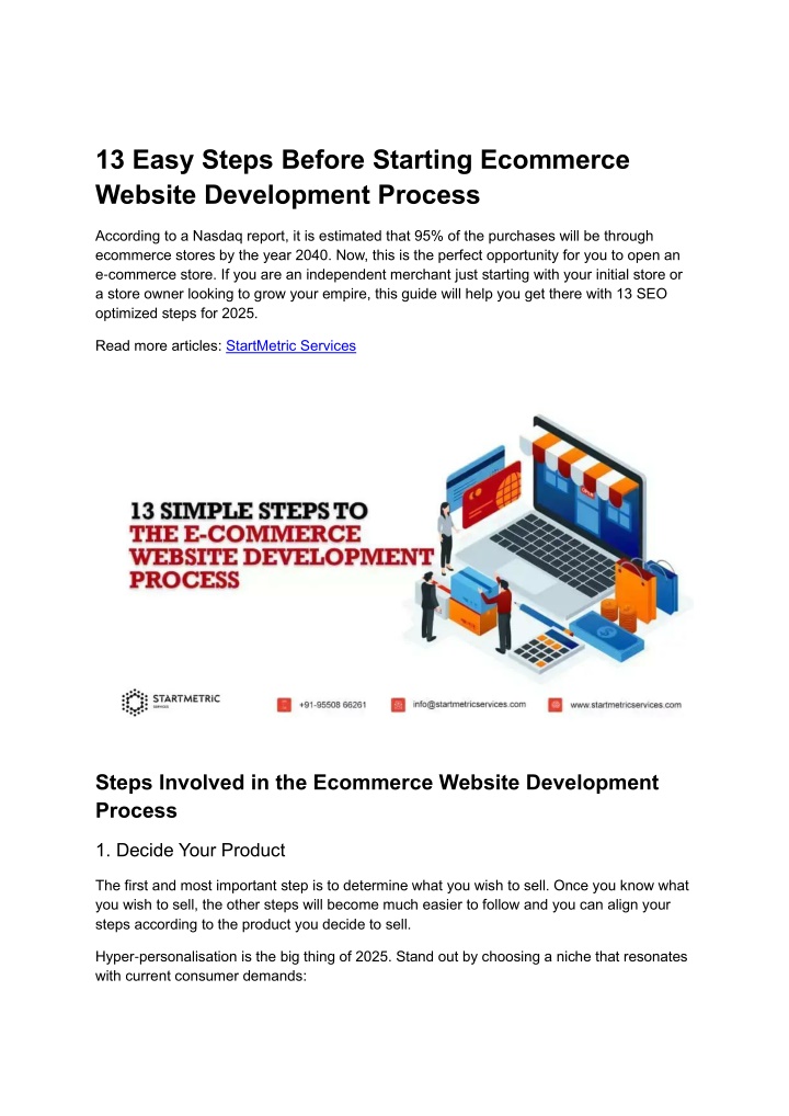 13 easy steps before starting ecommerce website