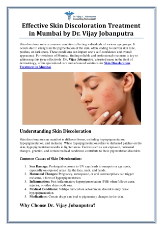 Skin Discoloration Treatment in Mumbai by Dr. Vijay Jobanputra