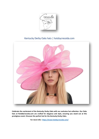 Kentucky Derby Oaks hats | hatsbycressida.com