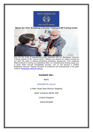 Master the Thrill: Breakaway Instructor Training at NN Training Center