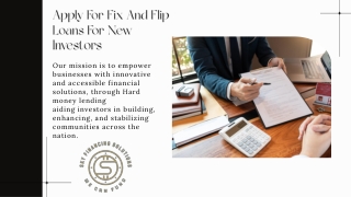 apply for fix and flip loans for new investors