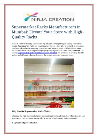 Supermarket Racks Manufacturers in Mumbai: Elevate Your Store with High-Quality