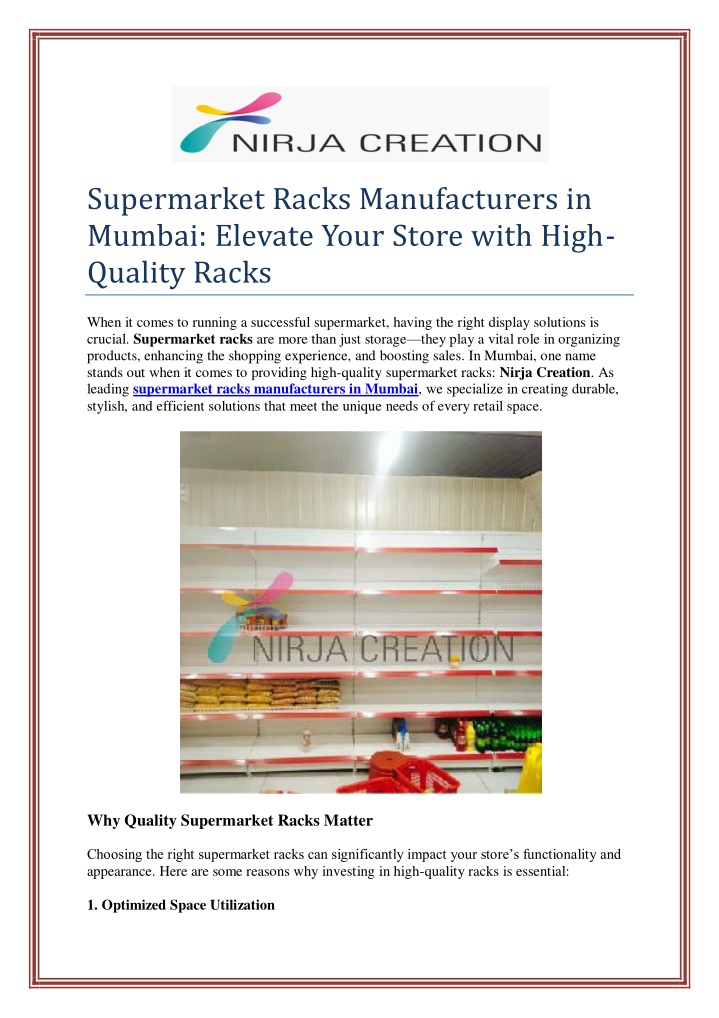 supermarket racks manufacturers in mumbai elevate