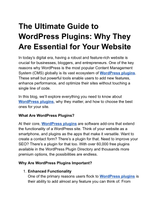the ultimate guide to wordpress plugins why they