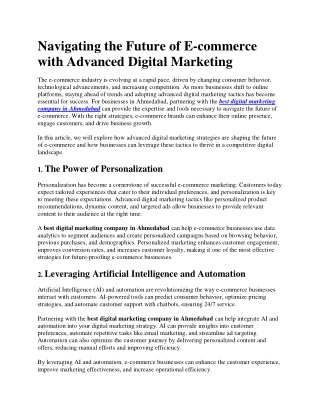Navigating the future of e-commerce with advanced  digital marketing