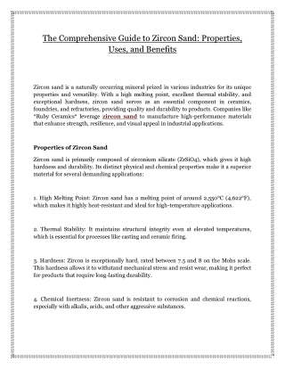 the comprehensive guide to zircon sand properties