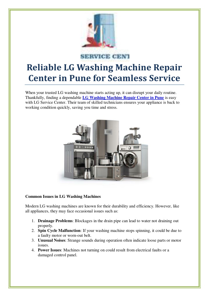 reliable lg washing machine repair center in pune