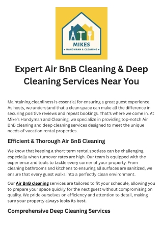 Expert Air BnB Cleaning & Deep Cleaning Services Near You