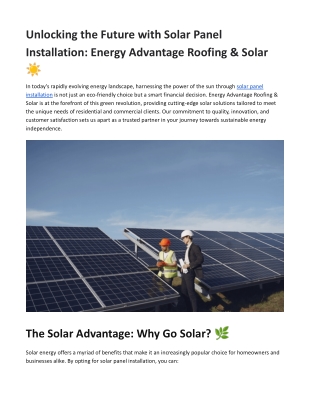 unlocking the future with solar panel