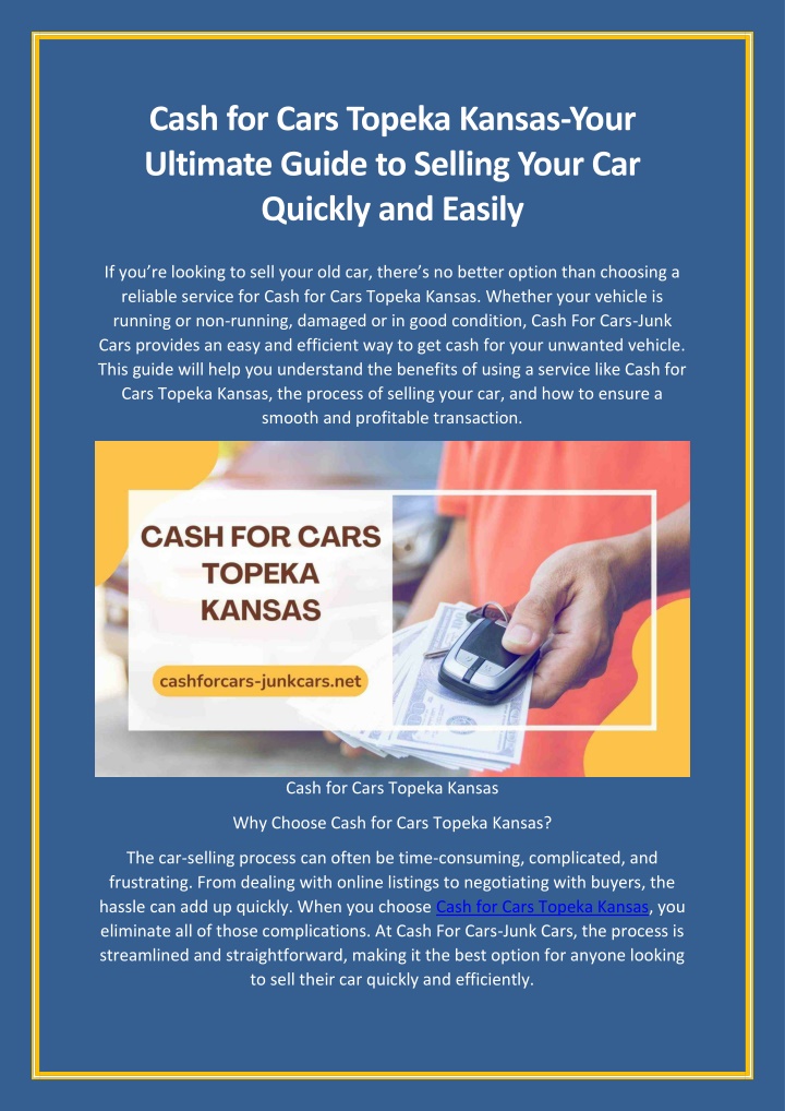 cash for cars topeka kansas your ultimate guide