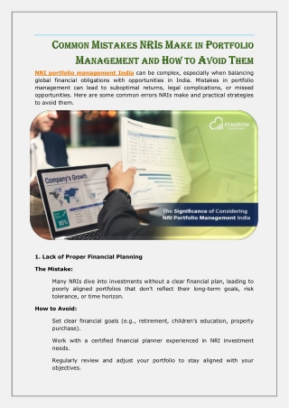 Common Mistakes NRIs Make in Portfolio Management and How to Avoid Them