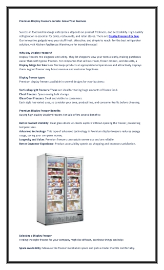 Premium Display Freezers on Sale Grow Your Business