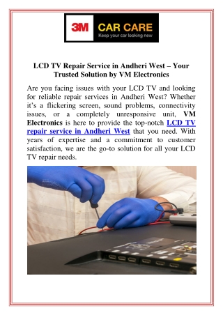 LCD TV Repair Service in Andheri West  Your Trusted Solution by VM Electronics