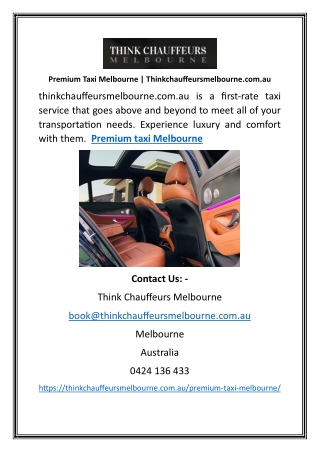 Premium Taxi Melbourne | Thinkchauffeursmelbourne.com.au