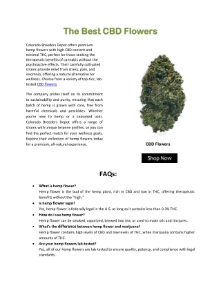 Buy Premium CBD Flowers Online | Colorado Breeders Depot