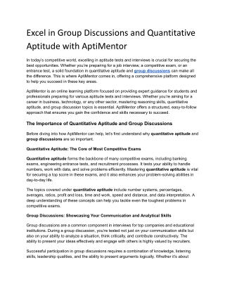 Group Discussions and Quantitative Aptitude with AptiMentor