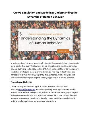 Crowd Simulation and Modeling: Understanding the Dynamics of Human Behavior