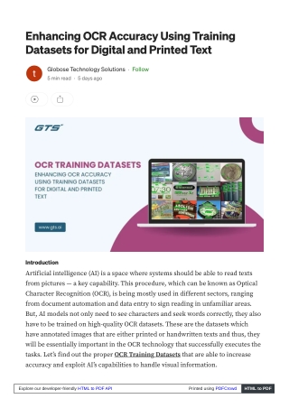 Enhancing OCR Accuracy Using Training Datasets for Digital and Printed Text
