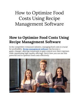 How to Optimize Food Costs Using Recipe Management Software - Stocktake Online