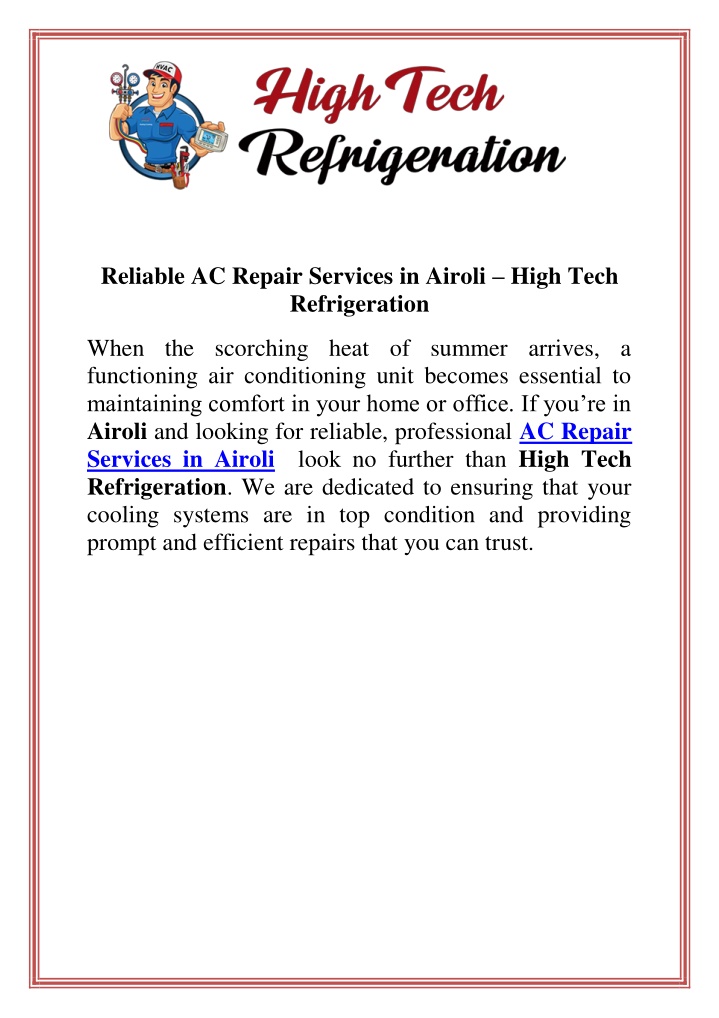 reliable ac repair services in airoli high tech