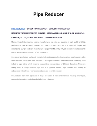 Best Forged Steel Reducer Available Online in India