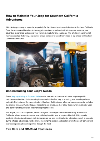 -How to Maintain Your Jeep for Southern California Adventures